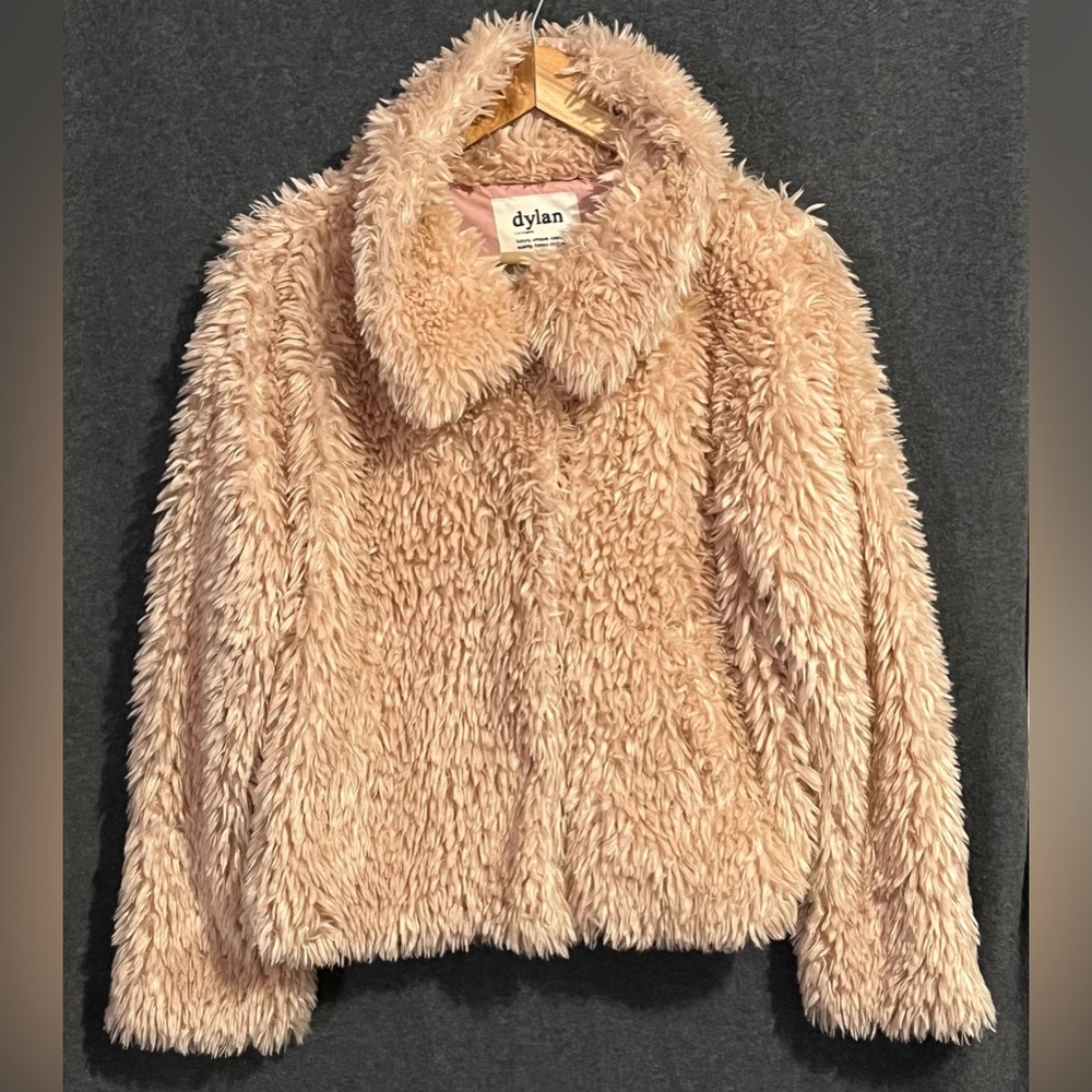 dylan Blush Pink Faux Fur Teddy Coat Size Medium